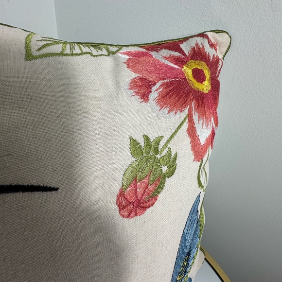 Pier 1 Decorative Embroidered Hummingbird Summer Tropical Throw Pillow - Picture 9 of 13